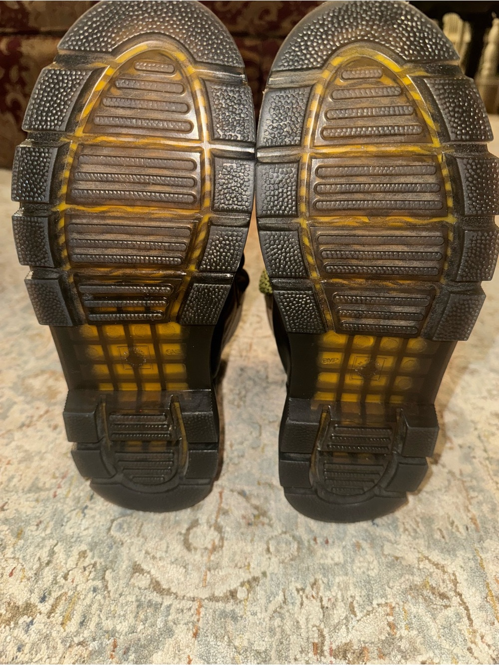Dr. Martens Black Leather Lace-Up Boots with Yellow Accents - Picture 5 of 6
